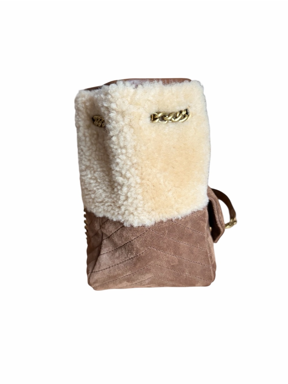 Yves Saint Laurent YSL mini Joe bucket shearling suede bag RETAIL 2,190 - Picture 5 of 14